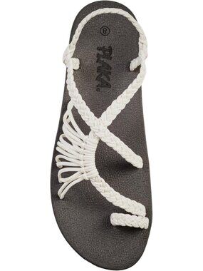 Women's Cream Walking Sandals Comfortable Strappy Sandals with Arch Support